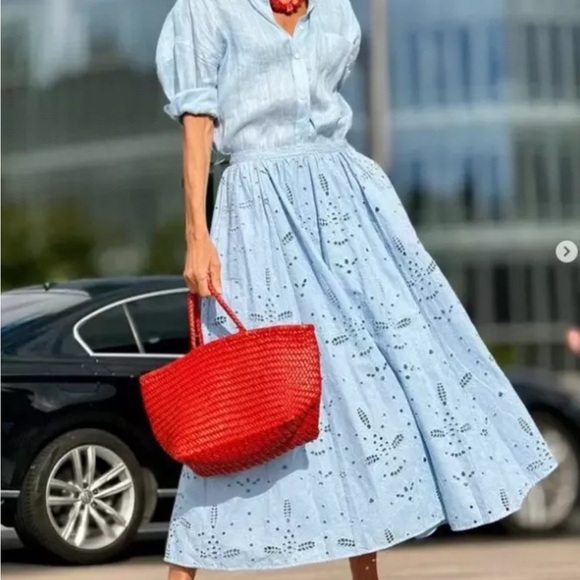 Zara Dresses & Skirts - Zara blue eyelet midi skirt